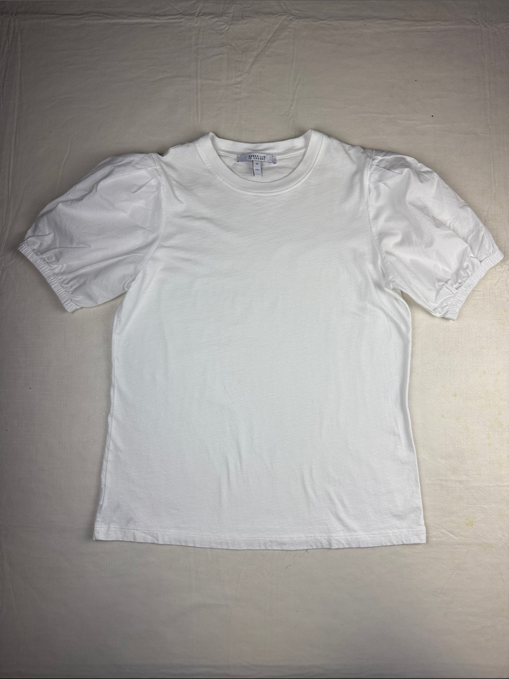 10 Crosby Derek Lam Women's White Puff Short-Sleeve Crewneck Tee Size S